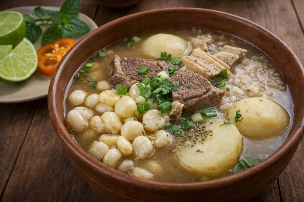 Sopa de mote peruana